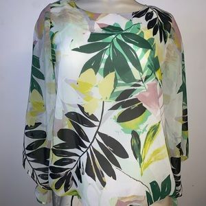 Alfani Blouson Top Tropical Floral Print. Sz. P/S.